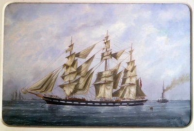 The Rossdhu, tre engelske matter med tørsejlende akvarel af Edouard Adam (1847-1929) 1882 Paris, Musee de la Marine af Edouard Marie Adam