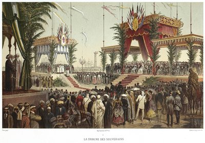 Suez-kanalen. Suverænernes Tribune, 1869. af Edouard Riou