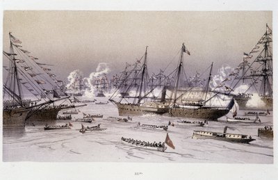 Ørnens indgang til Port Said til indvielsen af Suez-kanalen - i "Through the Isthmus of Suez"" af Riou, Marius Fontaine af Edouard Riou