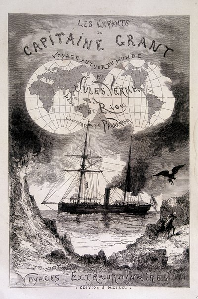 Frontispice "The Children of Captain Grant" af Jules Verne af Edouard Riou