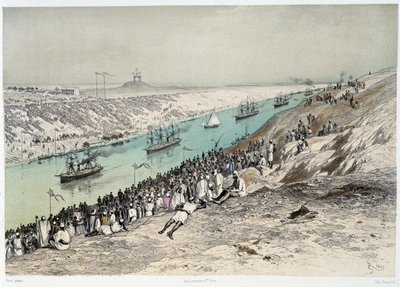 Passage til El-Guisr i "" Indvielse af Suez-kanalen af G. Nicole. 1869 af Edouard Riou