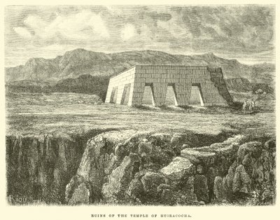 Ruinerne af Huiracochas tempel af Edouard Riou