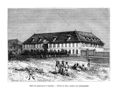 Guvernørens hus, Cayenne, Fransk Guyana, Sydamerika, 1800-tallet af Edouard Riou