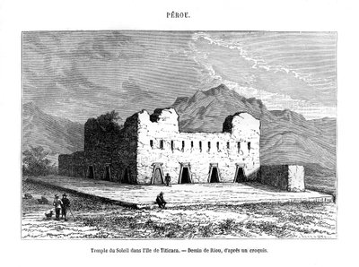 Solens tempel på øen Titicaca, Peru, 1800-tallet af Edouard Riou