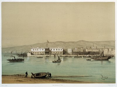 Udsigt over kanalen i "" Indvielse af Canal de suez af G. Nicole. 1869 af Edouard Riou