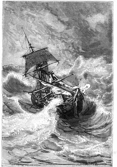 vignet af Jules Vernes bog "The Children of Captain Grant, Journey Around the World", 1867 af Edouard Riou