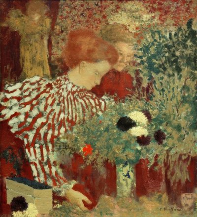 Kvinde i stribet kjole af Edouard Vuillard