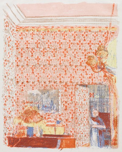 Interiør med lyserødt tapet I af Edouard Vuillard