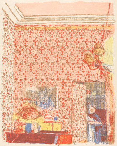 Interiør med lyserødt tapet I Interieur aux tentures roses I, ca. 1896 udgivet 1899. af Edouard Vuillard