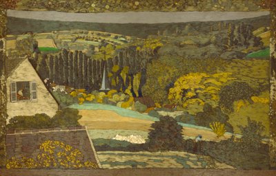 Landskab: Vindue med udsigt over skoven af Edouard Vuillard