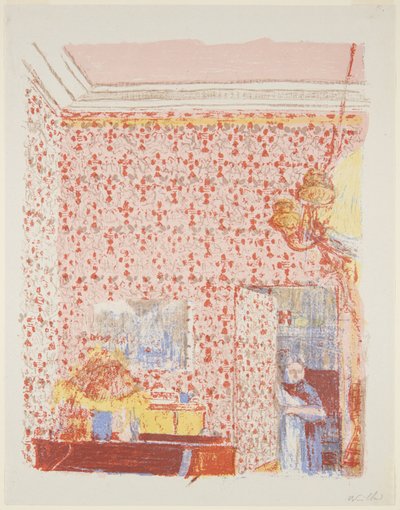 Landschaften und Innenräume: Innenraum mit rosa Tapete I af Edouard Vuillard