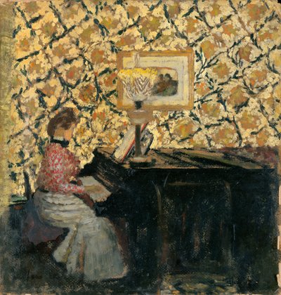 Misia at the Piano, 1895-96 (olie på pap) af Edouard Vuillard