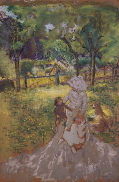 Mor og barn i haven af Edouard Vuillard
