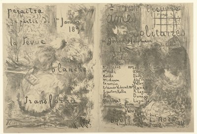 Forside til programhæfte med annonce for La Revue Blanche og annoncering af skuespil Ames kabaler La revue blanche transformée Ames solitaires af Edouard Vuillard