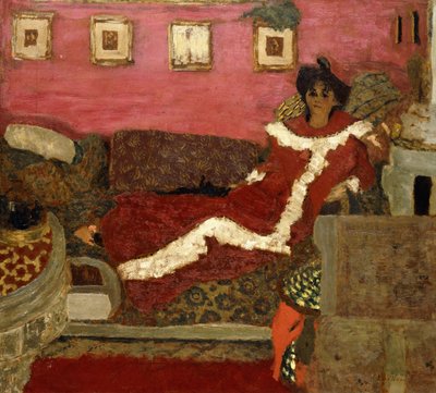 Portræt af Mme Delierre i en rød symfoni, ca. 1905 af Edouard Vuillard