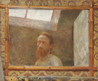 Selvportræt med bambusspejl; Selvportræt med bambusspejl, ca.1890 af Edouard Vuillard
