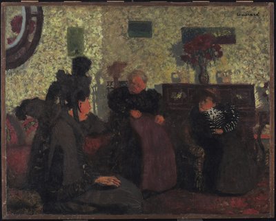 Enkerbesøget, 1899 (olie på papir) af Edouard Vuillard