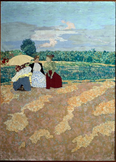 De offentlige haver: Samtalen (i midten) (detalje af triptykonen) af Edouard Vuillard