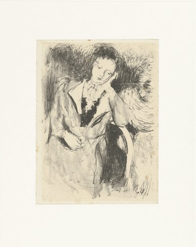 Kvinde sidder på en stol Jeune femme acoudée af Edouard Vuillard