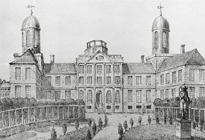 Hospital i Philadelphia, USA, litografi af Edouard de Montule (1792-1828) fra Voyage to America, Italien, Sicilien og Egypten af Edouard de Montule
