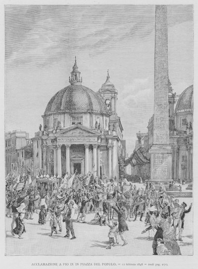 Akklamation til Pius IX på Piazza del Popolo af Edouardo Matania