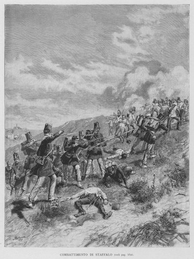Fighting of Staffalo (gravering) af Edouardo Matania