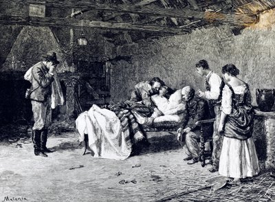 Anita Garibaldis død på markis Guicciolis gård (illustration) af Edouardo Matania