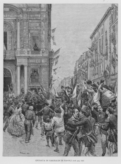 Entry of Garibaldi i Napoli (gravering) af Edouardo Matania
