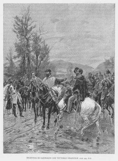 Møde mellem Garibaldi med Vittorio Emanuele (gravering) af Edouardo Matania