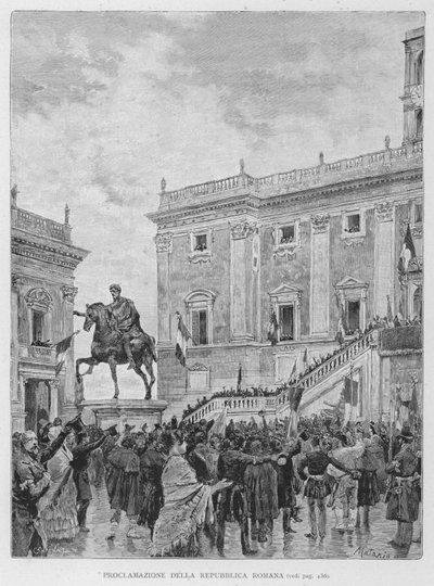 Proklamation af den romerske republik (gravering) af Edouardo Matania