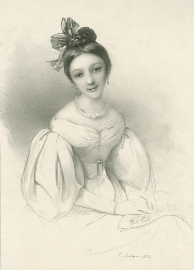 Portræt af Clara Wieck-Schumann 1819-1896, 1832. af Eduard Clemens Fechner