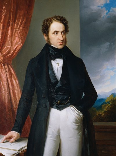 Portræt af violinisten og komponisten Josef Benesch 1795-1873, 1840. af Eduard Ender