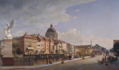 Tysk: Ansicht der Rückfront der Häuser an der Schloßfreiheit Bagside af husene ved Schloßfreiheit af Eduard Gaertner