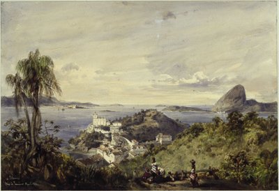 Rio de Janeiros bugt med Corcovado af Eduard Hildebrandt