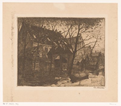 Bagsiden af ​​huse langs vandet af Eduard Karsen (signed by artist)