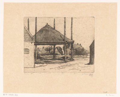Gårdgård med tom hølade af Eduard Karsen (signed by artist)