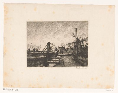 Sti med bro langs en grøft af Eduard Karsen (signed by artist)