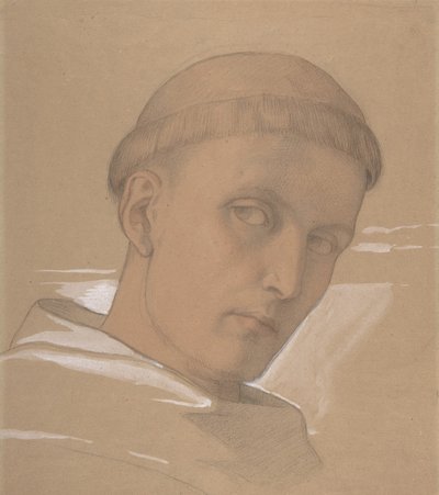 Studie af hovedet af St. Augustine, til maleriet af Madonnaen og barnet..., 1846. af Eduard von Steinle