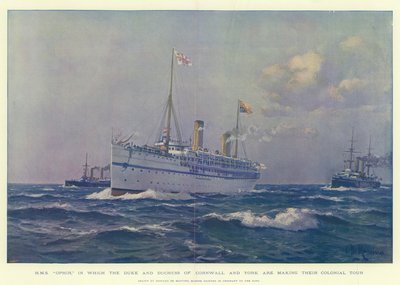 H M S Ophir, hvor hertugen og hertuginden af Cornwall og York laver deres Colonial Tour af Eduardo de Martino