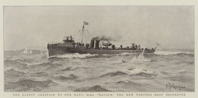 Den seneste tilføjelse til vores flåde, HMS Havock, den nye Torpedo Boat Destroyer af Eduardo de Martino