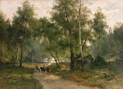 Under Birkene. Motiv fra Mälaren af Edvard Bergh