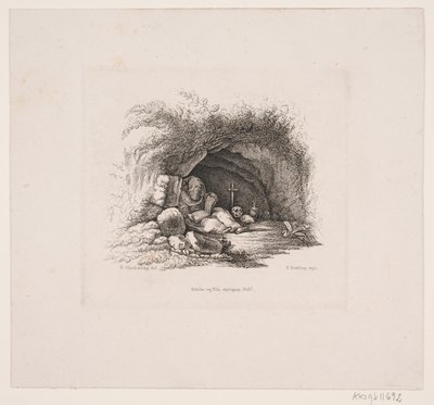 En eneboer i sin hule af Edvard Fortling
