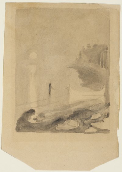 En båd bundet til en mole, 1892 af Edvard Munch