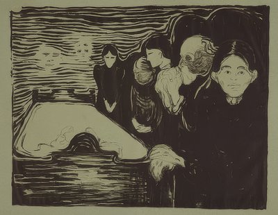 Ved dødslejet. 1896 af Edvard Munch