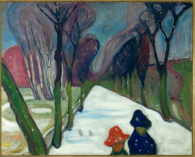 Avenue in the snow (olie på lærred) af Edvard Munch