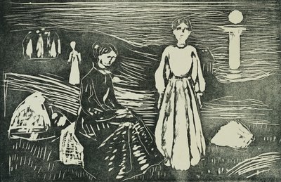 Kvinder på havets strand i sommernat (SSH. 339) af Edvard Munch