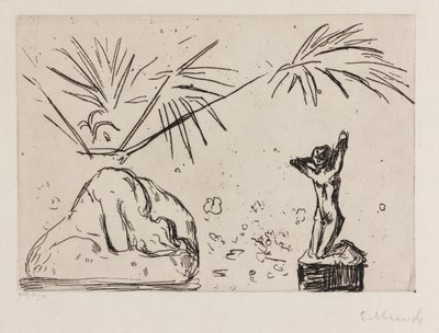 Interiør med skulpturer af Edvard Munch