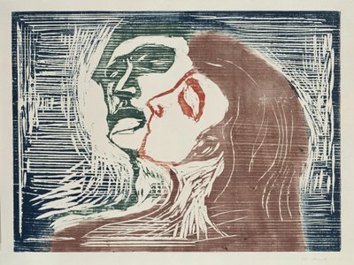 Hoved mod hoved (mand og kvinde, der kysser hinanden) af Edvard Munch
