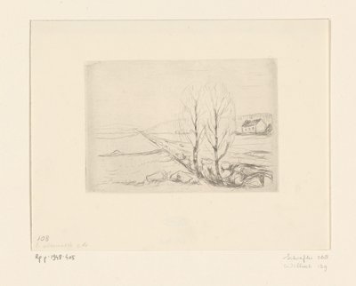 Landskab med hus Norsk landskab (original titel) af Edvard Munch