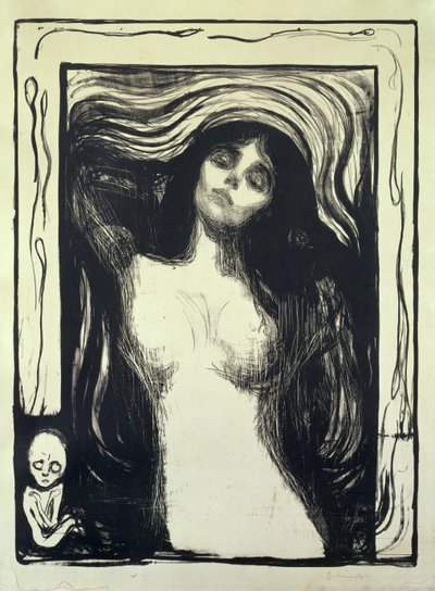 Madonna, kærlig kvinde (træsnit) af Edvard Munch